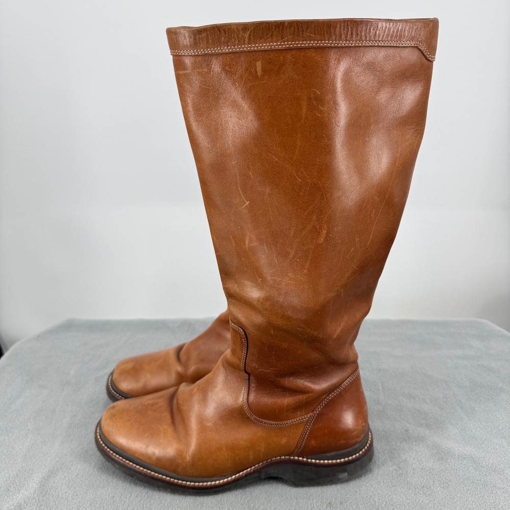 L.L.Bean Womens 10M Brown Leather Tall Riding Boots Made in Brazil ODDY6